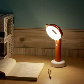 img 2 attached to 🐰 Детская настольная лампа/ночник/фонарь с LED-подсветкой - регулируемый угол наклона - книжный светильник для чтения/учебы - 3 режима, регулятор яркости, зарядка через USB - автоматическое отключение по таймеру (розовый зайчик)