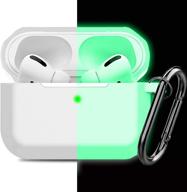 compatible with airpods pro case cover silicone protective case skin for airpods pro 2019 (front led visible) clear nightglow green logo