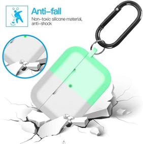 img 1 attached to Compatible With AirPods Pro Case Cover Silicone Protective Case Skin For Airpods Pro 2019 (Front LED Visible) Clear Nightglow Green