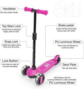 img 2 attached to 🛴 6KU Kids Scooter with Flash Wheels - Toddler Scooter 4 Adjustable Height - Scooters for Kids 2-5 - Extra-Wide PU LED Wheels - 3 Wheel Scooter for Kids for Girls & Boys Learning to Steer