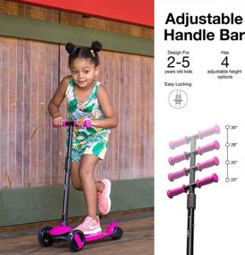 img 3 attached to 🛴 6KU Kids Scooter with Flash Wheels - Toddler Scooter 4 Adjustable Height - Scooters for Kids 2-5 - Extra-Wide PU LED Wheels - 3 Wheel Scooter for Kids for Girls & Boys Learning to Steer