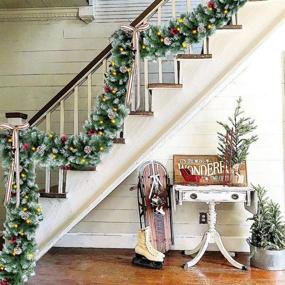 img 3 attached to 🎄 Enhance Your Holidays with a Pre-lit Christmas Garland - 9 Ft by 10 Inch Indoor/Outdoor Lighted Pine Cone Berry Decor with Timer