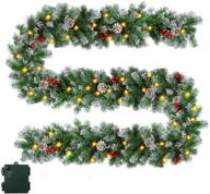🎄 enhance your holidays with a pre-lit christmas garland - 9 ft by 10 inch indoor/outdoor lighted pine cone berry decor with timer logo