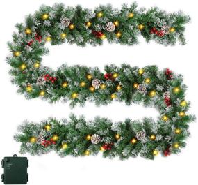 img 4 attached to 🎄 Enhance Your Holidays with a Pre-lit Christmas Garland - 9 Ft by 10 Inch Indoor/Outdoor Lighted Pine Cone Berry Decor with Timer