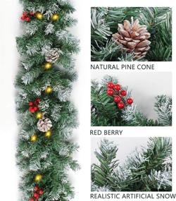 img 2 attached to 🎄 Enhance Your Holidays with a Pre-lit Christmas Garland - 9 Ft by 10 Inch Indoor/Outdoor Lighted Pine Cone Berry Decor with Timer