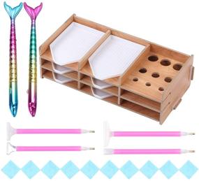 img 4 attached to 🎨 Wood Diamond Painting Tray Organizer: Multi-Boat Holder, Point Drill Pen, Jar Containers & More - Diamond Accessories Kits for Beading Storage Tray DIY Craft (Set 2)