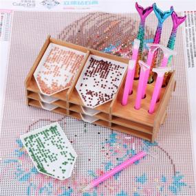 img 3 attached to 🎨 Wood Diamond Painting Tray Organizer: Multi-Boat Holder, Point Drill Pen, Jar Containers & More - Diamond Accessories Kits for Beading Storage Tray DIY Craft (Set 2)