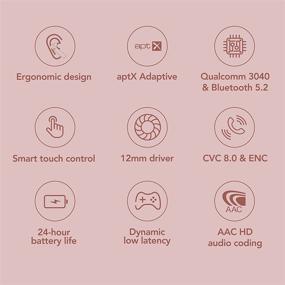 img 1 attached to Наушники Haylou Moripods True Wireless с Bluetooth V5.2 - Qualcomm QCC3040 TWS стерео-наушники, 4 микрофона с функцией сквозной передачи и шумоподавление CVC 8.0, адаптивная технология aptX, время работы до 24 часов (розовые).