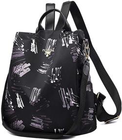 img 3 attached to Nylon Anti-theft Women's Backpack Purse: Fashionable, Lightweight Travel School Shoulder Bag (Doodles)