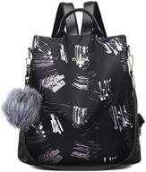 nylon anti-theft women's backpack purse: fashionable, lightweight travel school shoulder bag (doodles) logo
