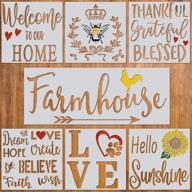 🐝 reusable farmhouse stencils for wood signs, canvas, wall & diy art - large set includes queen bee, love, inspirational words & a welcome stencil - perfect for painting on wood logo