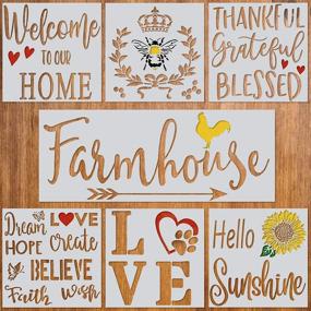 img 4 attached to 🐝 Reusable Farmhouse Stencils for Wood Signs, Canvas, Wall & DIY Art - Large Set Includes Queen Bee, Love, Inspirational Words & a Welcome Stencil - Perfect for Painting on Wood