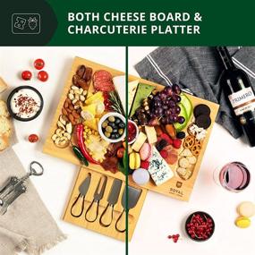 img 2 attached to 🧀 Bamboo Cheese Board and Charcuterie Platter Set with 4 Stainless Steel Knives - Elegant Housewarming Gift for Gourmet Enthusiasts