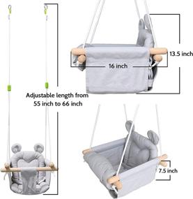 img 1 attached to 👶 GFU Canvas Baby Swing: Premium Wooden Seat Chair for Outdoor and Indoor Use, Perfect Hammock Swing for Toddler Boys and Girls, Tree and Backyard Fun, Gray