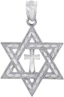 🔯 925 sterling silver jewish pendant: cross and star of david charm logo