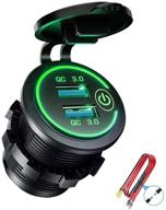 🔌 green quick charge 3.0 dual usb charger socket - waterproof 12v/24v usb outlet with touch switch diy kit for car, golf cart, marine, boat, rv, motorcycle, truck, and more logo