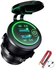 img 4 attached to 🔌 Green Quick Charge 3.0 Dual USB Charger Socket - Waterproof 12V/24V USB Outlet with Touch Switch DIY Kit for Car, Golf Cart, Marine, Boat, RV, Motorcycle, Truck, and More