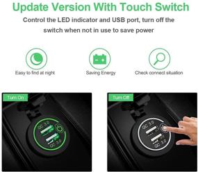 img 2 attached to 🔌 Green Quick Charge 3.0 Dual USB Charger Socket - Waterproof 12V/24V USB Outlet with Touch Switch DIY Kit for Car, Golf Cart, Marine, Boat, RV, Motorcycle, Truck, and More