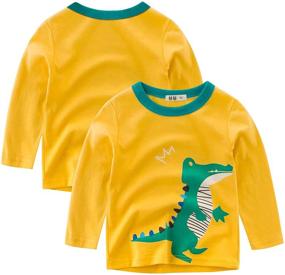 img 2 attached to Dinosaurs Crewneck Toddler T-Shirt for Boys - Kumary Boys' Clothing