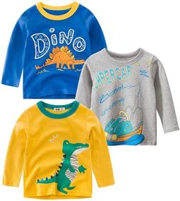 img 4 attached to Dinosaurs Crewneck Toddler T-Shirt for Boys - Kumary Boys' Clothing