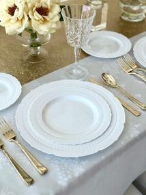 img 1 attached to 🍽️ OCCASIONS 50 Plates Pack - Extra Heavyweight Vintage Wedding Disposable/Reusable Plastic Plates - Chateau Collection White - 25x11'' Dinner + 25x8.25'' Salad/Dessert for 25 Guests