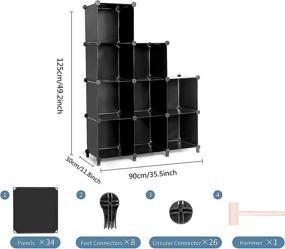 img 2 attached to AWTATOS Cube Storage: Modular 9 Cube Bookshelf Organizer with DIY Plastic Closet Shelves and Wooden Mallet - Stackable Storage Solution for Home, Office, Bedroom (Black)