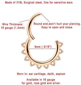 img 3 attached to FANSING 316L Surgical Steel Septum Jewelry 16 Gauge Hinged Spiked Septum Clicker 8mm Daith Earrings Hoop – Sleek Silver, Elegant Gold, or Delicate Rose Gold Options