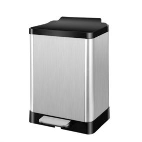 img 4 attached to 🗑️ YY YEARCHY 7.9 Gallon Rectangular Stainless Steel Trash Can, Recycle Step Garbage Bin with Lid and Detachable Inner Bucket for Kitchen, Living Room, Office, Bathroom