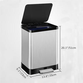 img 3 attached to 🗑️ YY YEARCHY 7.9 Gallon Rectangular Stainless Steel Trash Can, Recycle Step Garbage Bin with Lid and Detachable Inner Bucket for Kitchen, Living Room, Office, Bathroom