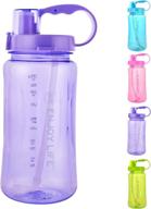 🚰 gti water bottle with straw: 64 oz & 48 oz large plastic bottles - leak proof, portable, and travel-friendly sports cups with wide mouth and scale strap логотип