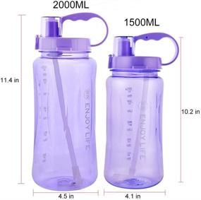 img 3 attached to 🚰 GTI Water Bottle with Straw: 64 oz & 48 oz Large Plastic Bottles - Leak Proof, Portable, and Travel-Friendly Sports Cups with Wide Mouth and Scale Strap