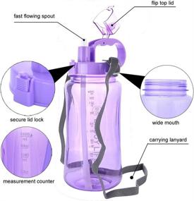 img 2 attached to 🚰 GTI Water Bottle with Straw: 64 oz & 48 oz Large Plastic Bottles - Leak Proof, Portable, and Travel-Friendly Sports Cups with Wide Mouth and Scale Strap