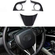 xiter 3pcs abs carbon fiber steering wheel cover molding cover trims interior decaration sticker accessories for toyota camry 2018 2019 2020 2021 logo