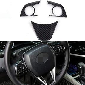 img 4 attached to XITER 3PCS ABS Carbon Fiber Steering Wheel Cover Molding Cover Trims Interior Decaration Sticker Accessories For Toyota Camry 2018 2019 2020 2021