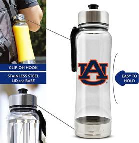 img 2 attached to NCAA Clip-On Transparent Plastic Water Bottle with Stainless Steel Lid and Base - Easy Carry, Portable, BPA-Free, 20oz