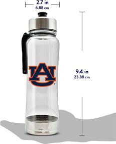 img 1 attached to NCAA Clip-On Transparent Plastic Water Bottle with Stainless Steel Lid and Base - Easy Carry, Portable, BPA-Free, 20oz