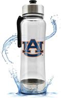 ncaa clip-on transparent plastic water bottle with stainless steel lid and base - easy carry, portable, bpa-free, 20oz logo