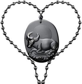 img 3 attached to 🐉 C1lint7785631 Natural Obsidian Chinese 12 Zodiac Pendant Necklace: Series Pattern Pendant with Grunding Stone Gemstone - Astrology Animal Sign Amulet