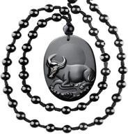 🐉 c1lint7785631 natural obsidian chinese 12 zodiac pendant necklace: series pattern pendant with grunding stone gemstone - astrology animal sign amulet logo