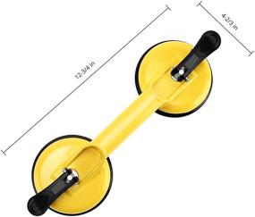 img 1 attached to Heavy Duty Aluminum Glass Suction Cups - Vacuum Plate Handle Glass Holder Hooks for Easy Lifting of Large Glass/Tile - Suction Cup Lifter/Moving Glass/Pad for Effortless Dent Pulling (2 Pack)