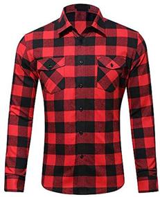 img 4 attached to 👔 Premium Long Sleeve Flannel Shirts for Men by MCEDAR: Stylish Hanging Clothing and Shirts