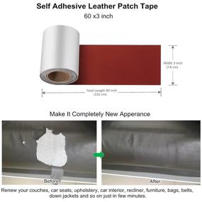 img 2 attached to 🔴 Ilfori Leather Repair Patch Tape - Strong Adhesion Self Adhesive Vinyl & Leather Kit for Couch, Car Seats, Boat Seats, Sofa, Upholstery - Red Bonded Leather Repair Roll (3x60 inch)