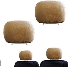 img 3 attached to 🚗 Yupbizauto 2X Polyester Universal Headrest Covers with Foam Backing - Tan Beige Color: Perfect for Cars, Trucks, DVD TV Monitors - Set of 2