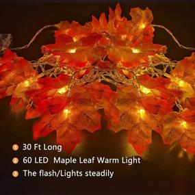 img 2 attached to Thanksgiving Maple Leaf String Lights – KRX 3 Pack, 30FT 60LED Fall Leaf Garland Lights, Battery Operated (3 AA), Perfect Indoor Outdoor Home Party Fireplace Holiday Decorations