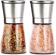 🧂 premium salt and pepper grinder set - adjustable coarseness for black peppercorn, sea salt, or spices - stainless steel and glass salt & pepper mill combo (2-pack) logo