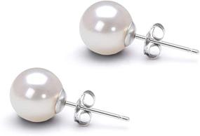 img 4 attached to 👂 Gold Plated Akoya Cultured Pearl Stud Earrings Set - AAA 8mm White Pearls in Cultured Pearl Setting