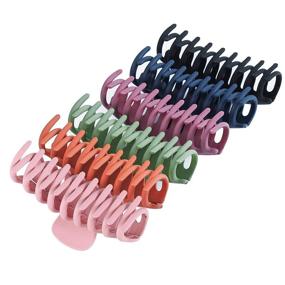 img 4 attached to 💇 Auseibeely 6 Packs Big Hair Claw Clips - The Ultimate Fashion Hair Accessories for Women/Girls - Nonslip Matte Large Hair Claw Clips for Thick/Thin Hair - Strong Hold Banana Clips - 4.3 Inches