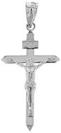🙏 catholic jesus christ on inri cross crucifix pendant charm (1.6") - genuine .925 sterling silver logo