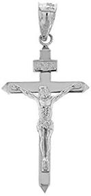 img 1 attached to 🙏 Catholic Jesus Christ on INRI Cross Crucifix Pendant Charm (1.6") - Genuine .925 Sterling Silver