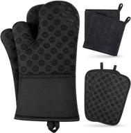 🔥 500℉ heat resistant oven mitts and pot holders set with non-slip silicone surface - extra long kitchen mittens and potholders, includes ovenmitts hotpads and kitchen towels, safe for cooking logo